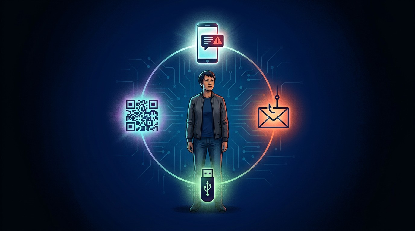 Социальная инженерия: человек окружён каналами атак — телефон, email, USB, QR