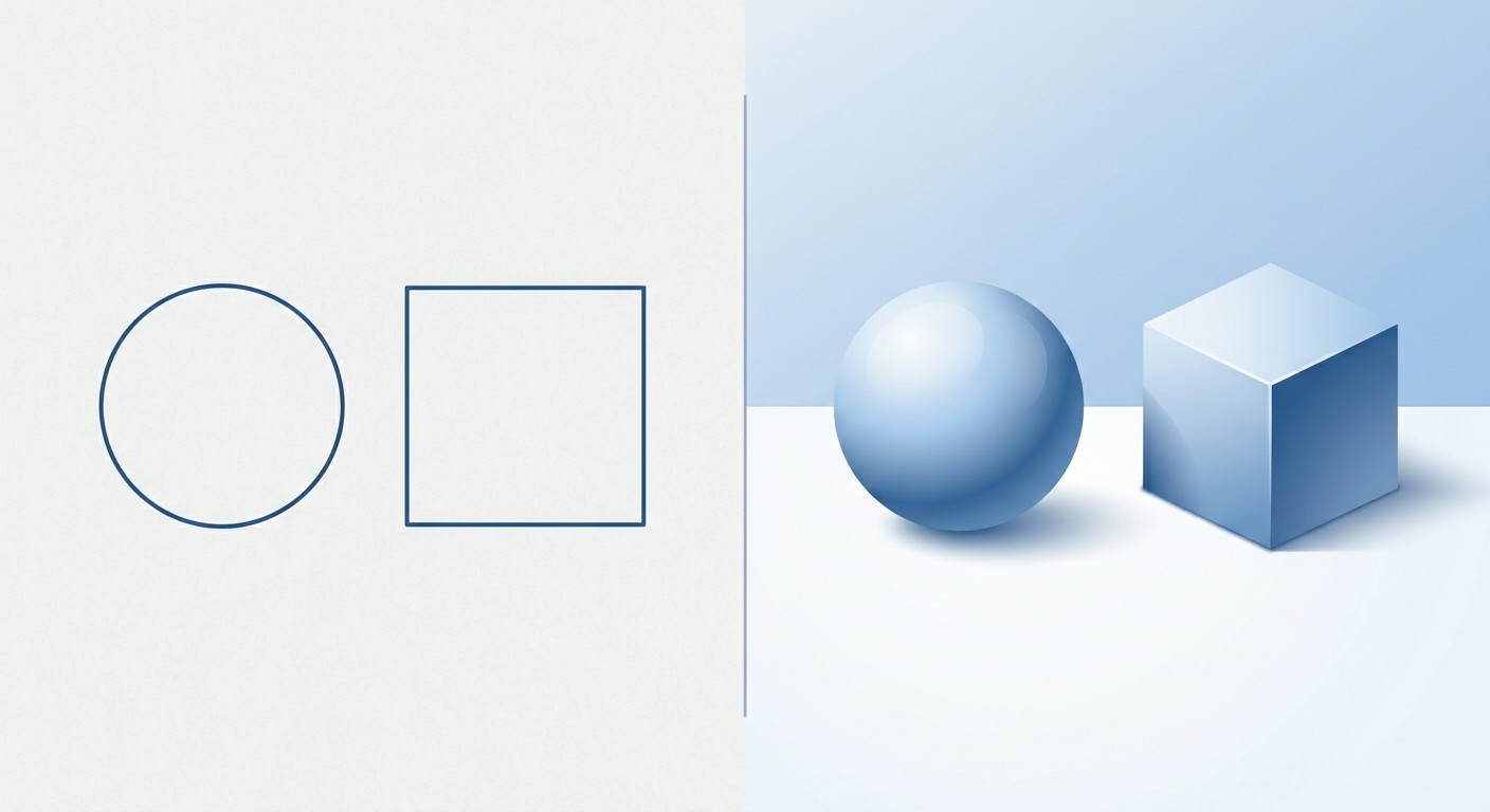 Сравнение плоской 2D-графики и объёмной 3D-графики