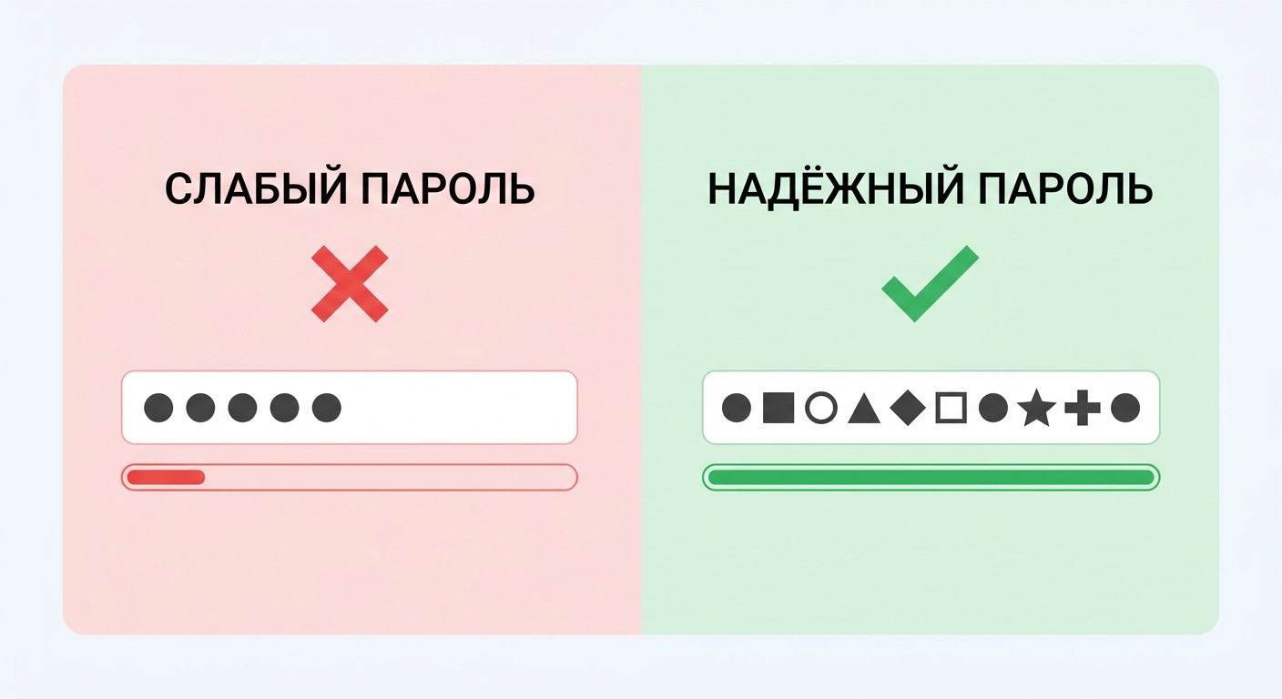 Сравнение слабого и надёжного мастер-пароля
