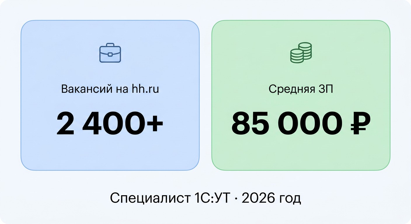Статистика вакансий и зарплат специалиста по 1С:УТ на hh.ru