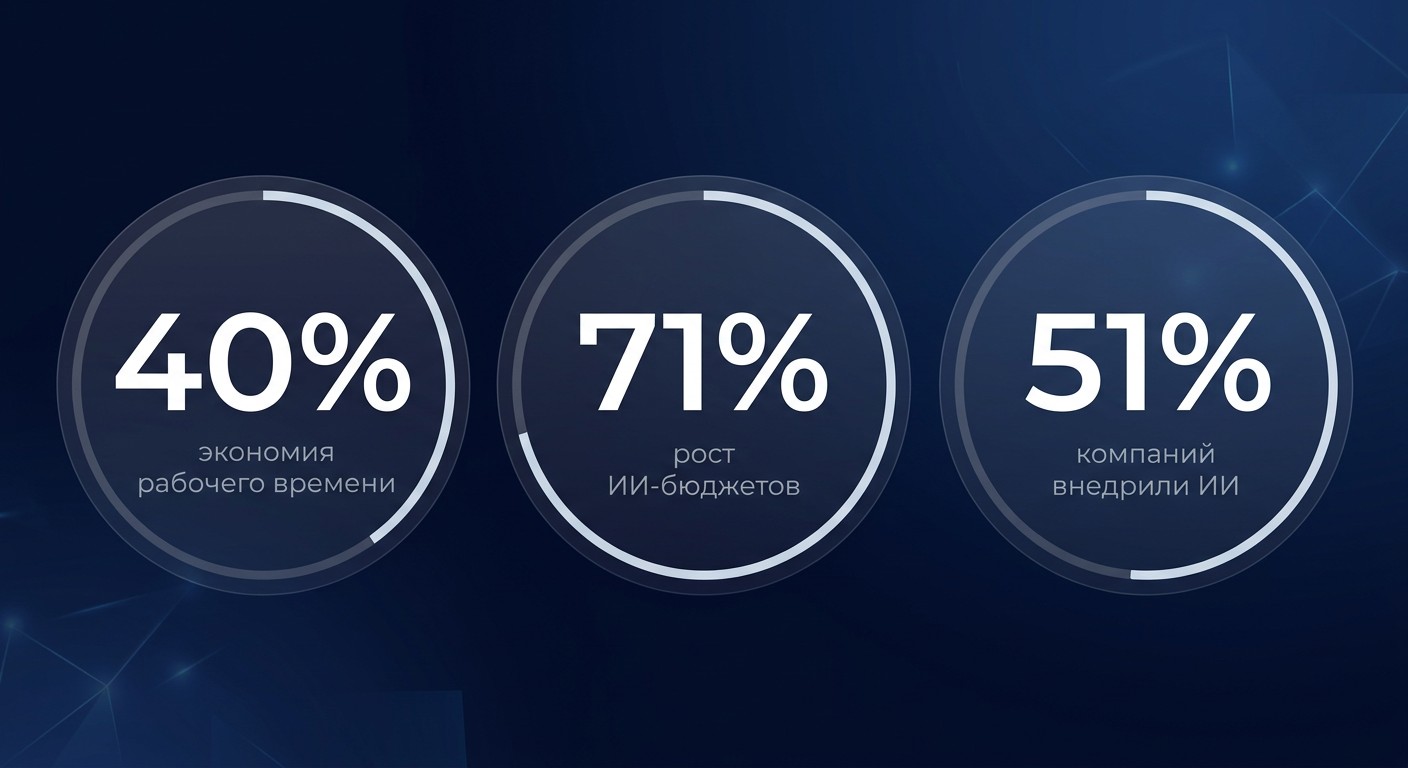 Статистика внедрения нейросетей в бизнес: 40%, 71% и 51% компаний