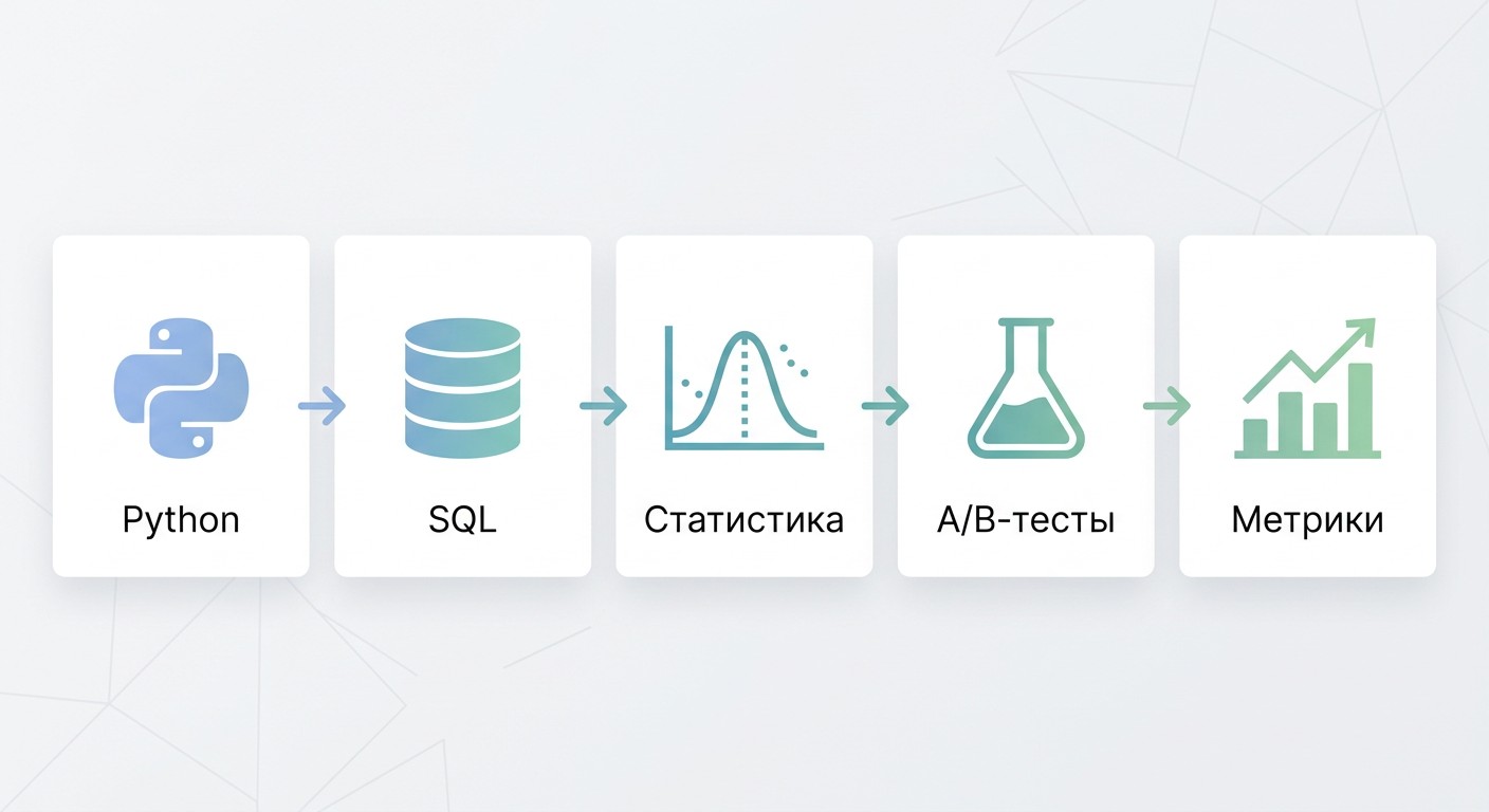 Стек навыков продуктового аналитика: Python, SQL, статистика, A/B-тесты, метрики