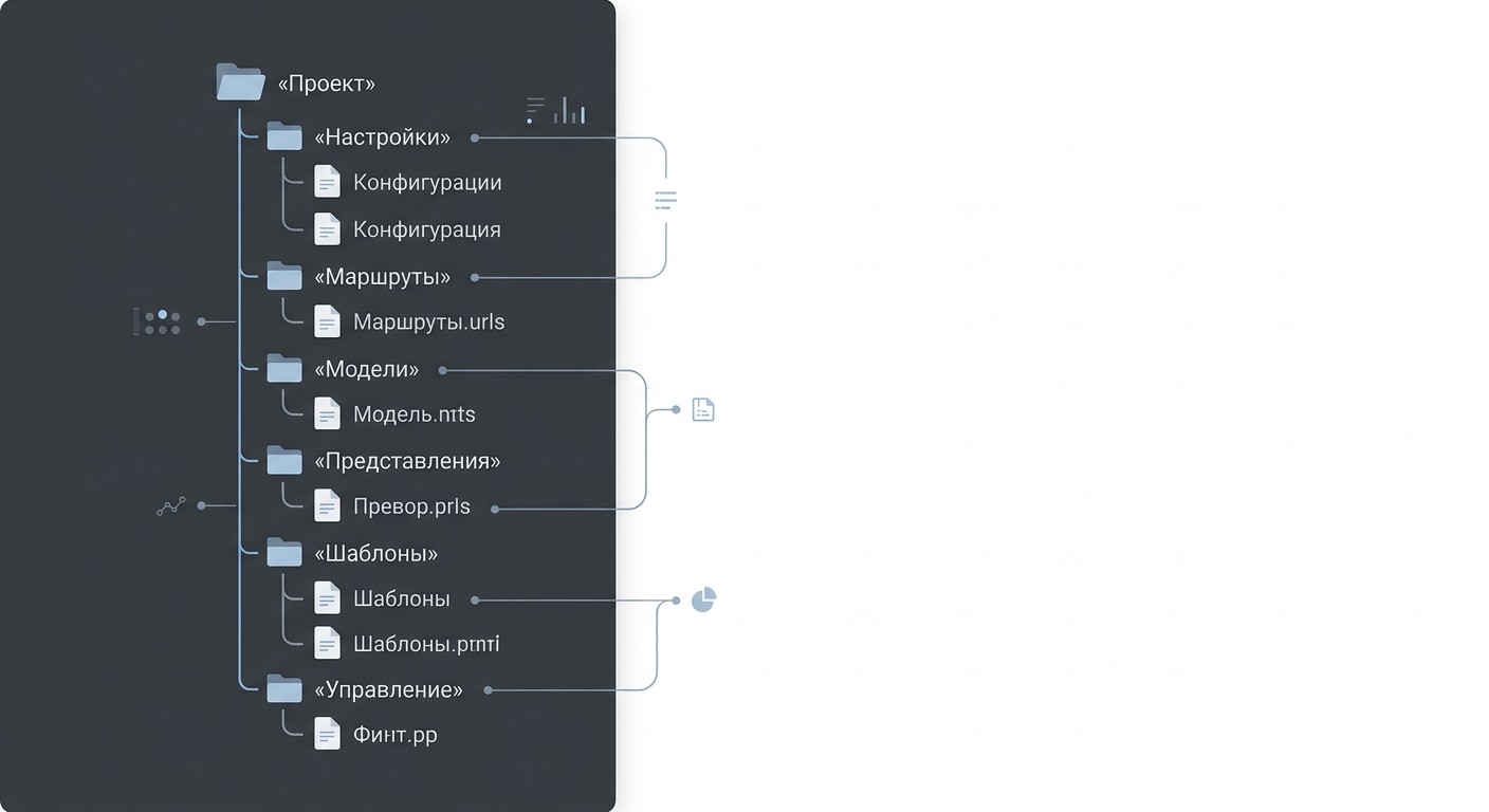 Дерево файлов стандартного проекта Django — настройки, модели, представления