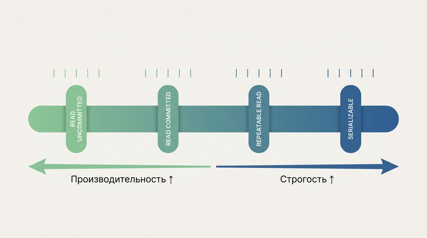 Уровни изоляции транзакций в базе данных: шкала строгости и производительности