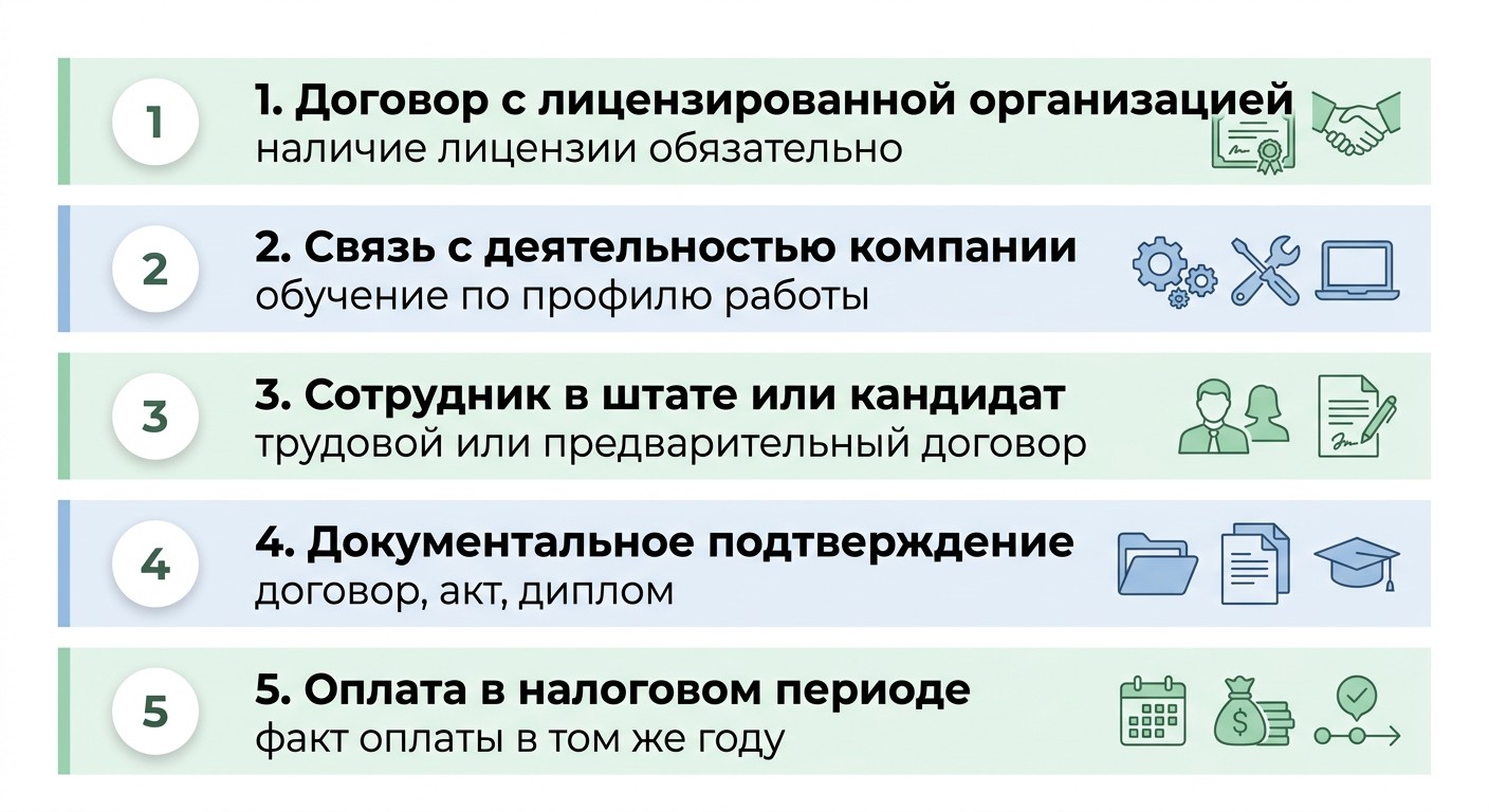 Пять условий признания расходов на обучение сотрудников по статье 264 НК РФ