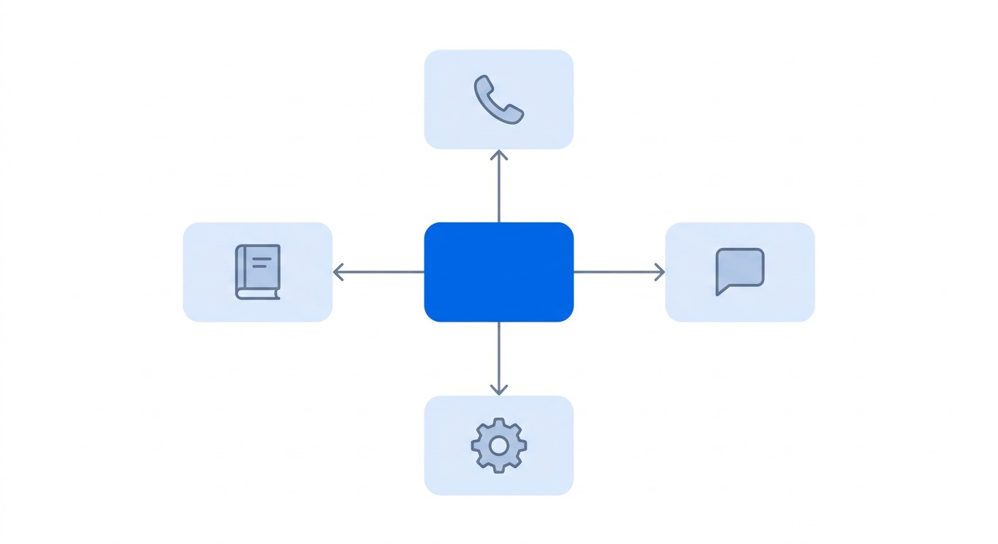 Схема интеграций 1С:CRM с телефонией, мессенджерами, 1С:ERP и бухгалтерией