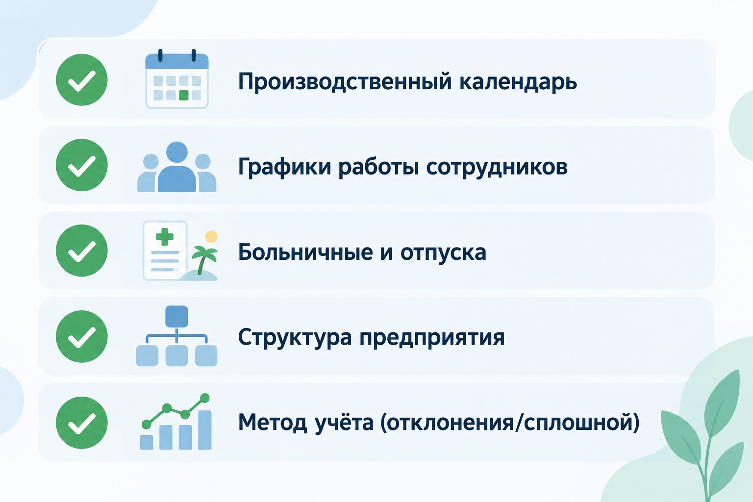 Чек-лист: что проверить перед формированием табеля в 1С