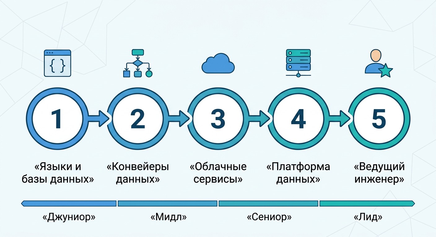 Дорожная карта карьеры дата-инженера в пять последовательных шагов