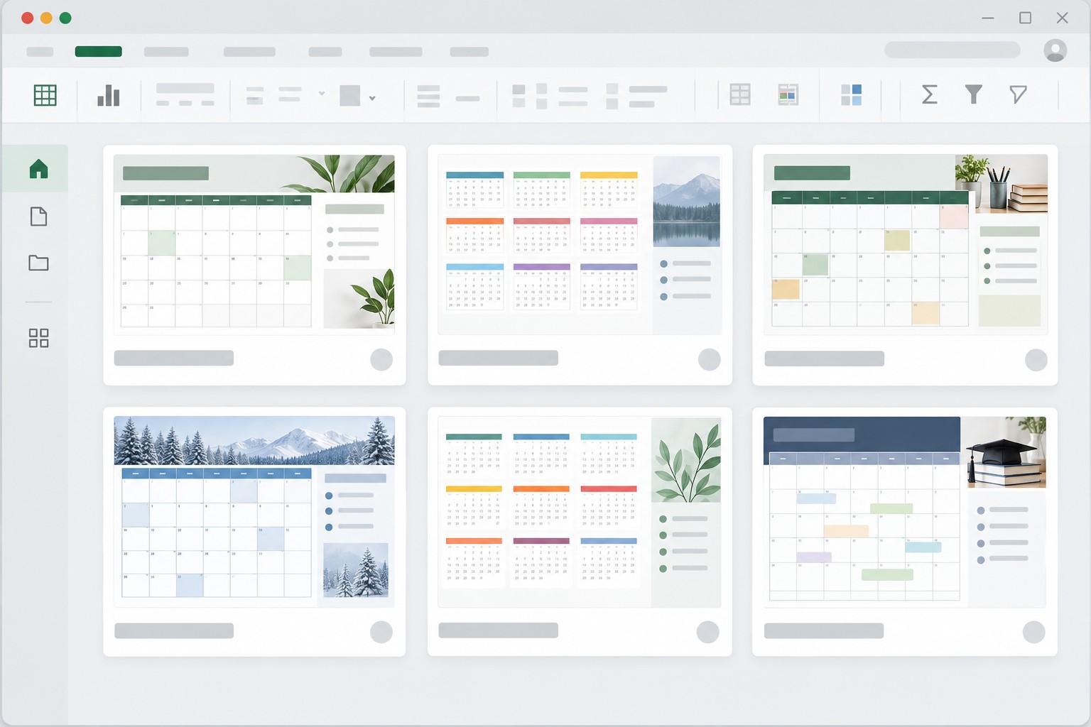 Галерея готовых шаблонов календарей в Microsoft Excel