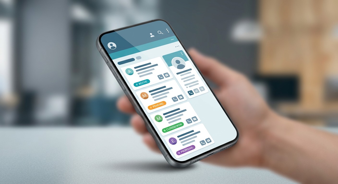 Мобильное приложение iCRM на смартфоне для работы с клиентами в 1С:CRM