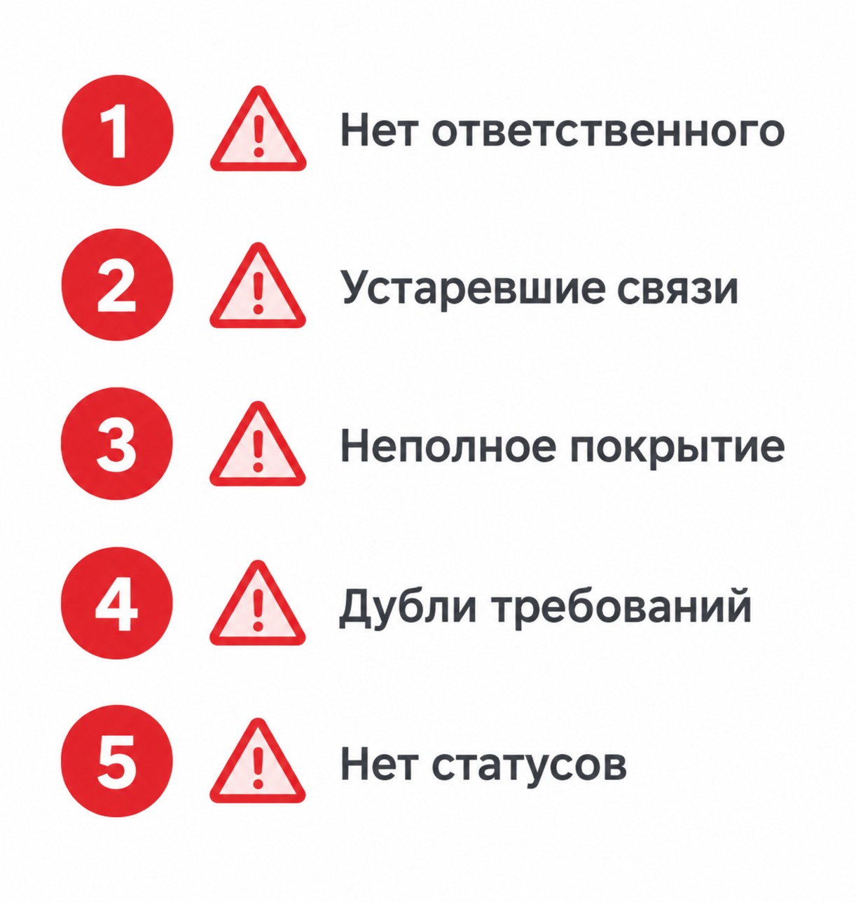 Чек-лист: 5 типичных ошибок при ведении матрицы трассировки требований