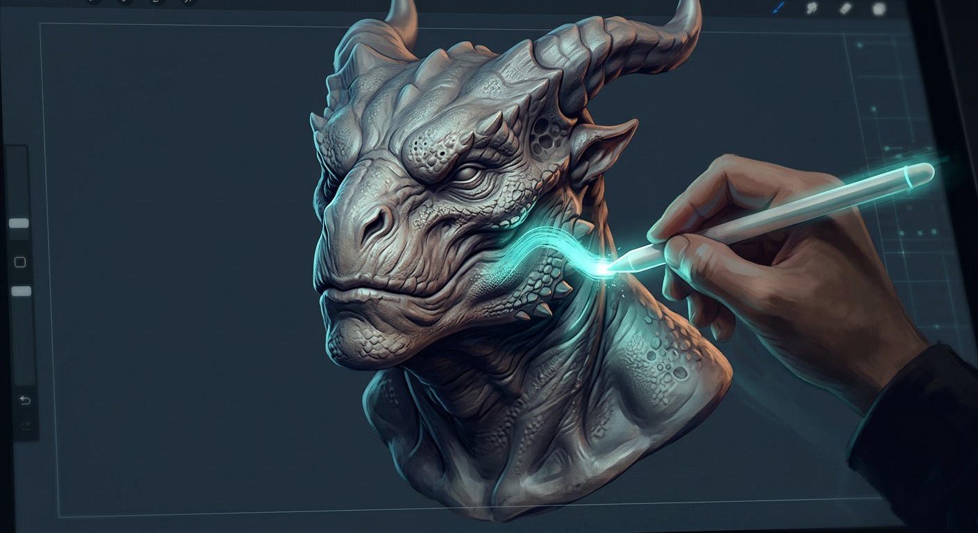 Цифровой скульптинг детализированной 3D-модели персонажа