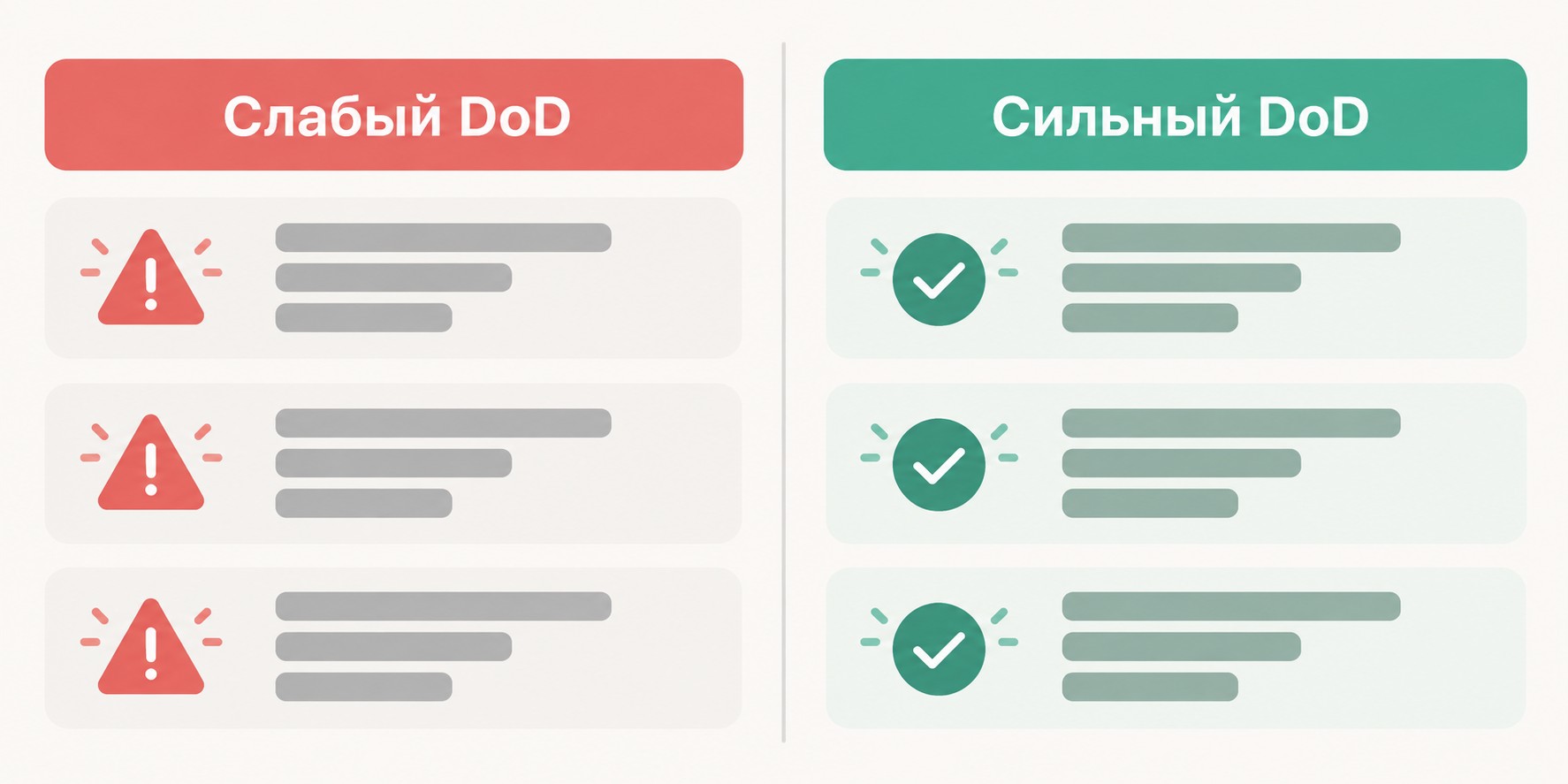 Сравнение слабого и сильного Definition of Done — критерии готовности задачи